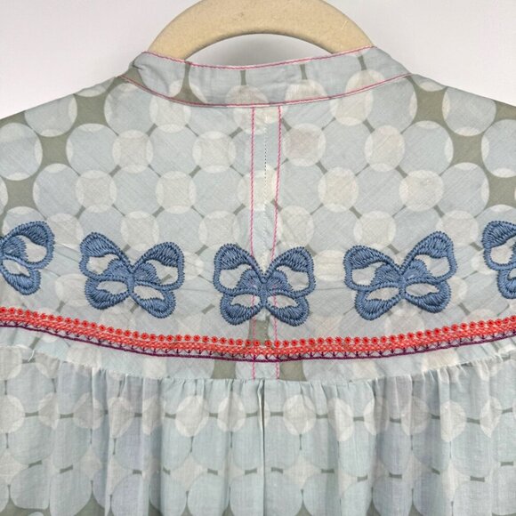 Johnny Was Workshop Embroidered Blouse woman’s size Medium Blue Boho Chic - Picture 12 of 14